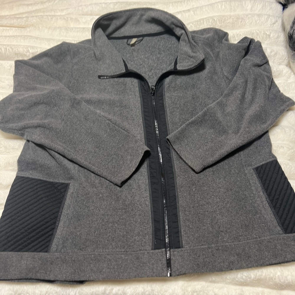 Women's Charcoal and Black Zip-Up lightweight Fleece jacket